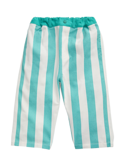KIDLY by MORI Kids' Striped Cotton Trousers, Green, Green