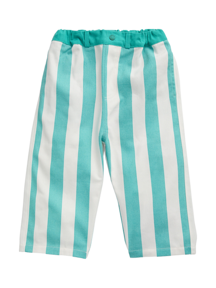 KIDLY by MORI Kids' Striped Cotton Trousers, Green, Green