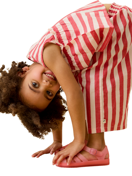 KIDLY by MORI Kids' Striped Cotton Trousers, Red - view 2, Red