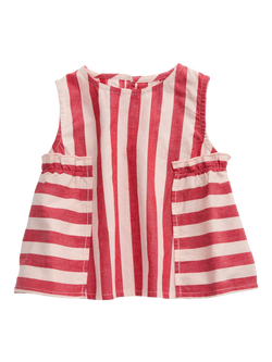 KIDLY by MORI Kids' Striped Cotton Top, Red, Red