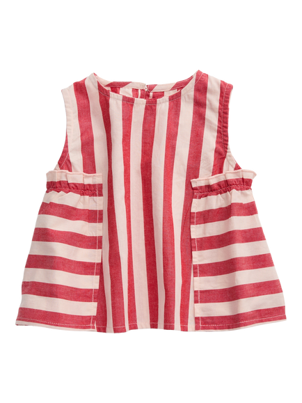 KIDLY by MORI Kids' Striped Cotton Top, Red, Red