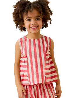 KIDLY by MORI Kids' Striped Cotton Top, Red - view 2, Red