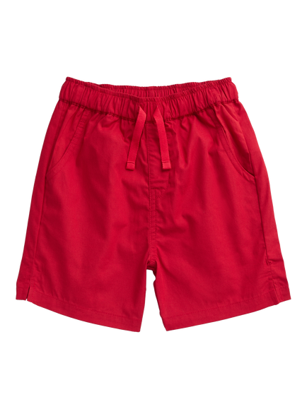 KIDLY by MORI Kids' Cotton Drawstring Shorts, Red, Red