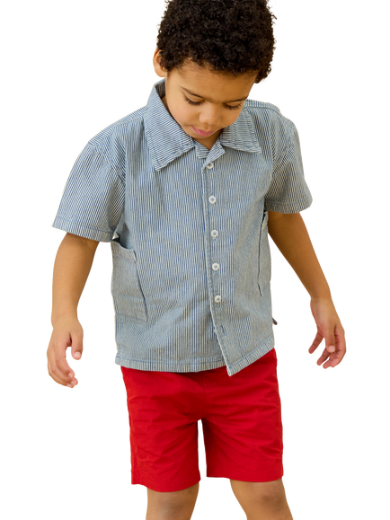 KIDLY by MORI Kids' Cotton Drawstring Shorts, Red - view 2, Red