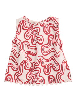 KIDLY by MORI Kids' Printed Cotton Top, Red, Red