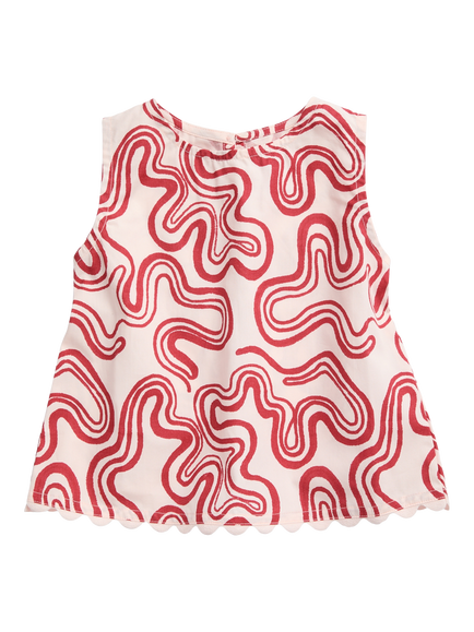 KIDLY by MORI Kids' Printed Cotton Top, Red, Red
