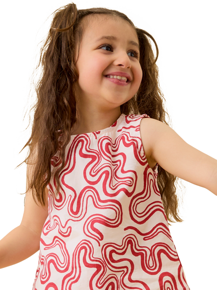 KIDLY by MORI Kids' Printed Cotton Top, Red - view 2, Red