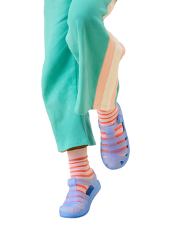 KIDLY by MORI Kids' Colour Block Wide Leg Joggers, Turquiose/Pink - view 2, Turquiose/Pink