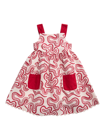 KIDLY by MORI Kids' Printed Cotton Dress, Red, Red