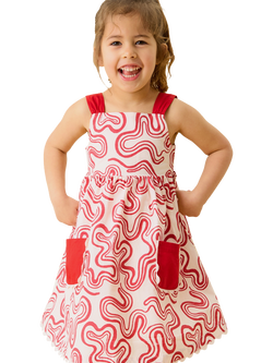 KIDLY by MORI Kids' Printed Cotton Dress, Red - view 2, Red
