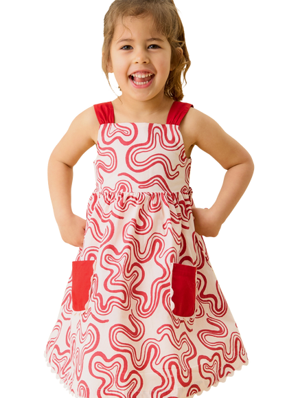 KIDLY by MORI Kids' Printed Cotton Dress, Red - view 2, Red