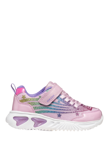 Geox Kids' Assister Light Up Trainers, Pink/Multi, Pink/Multi