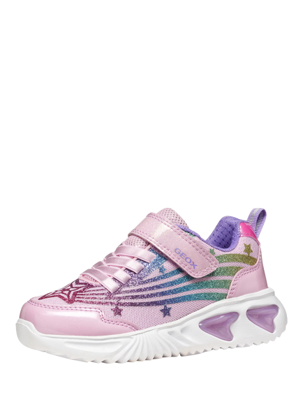 Geox Kids' Assister Light Up Trainers, Pink/Multi - view 2, Pink/Multi
