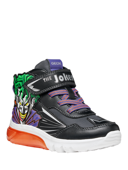 Geox Kids' Ciberdron Joker Mid-Cut Trainers, Black/Orange - view 2, Black/Orange
