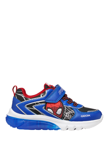 Geox Kids' Ciberdron Spiderman Low-Cut Trainers, Black/Royal, Black/Royal