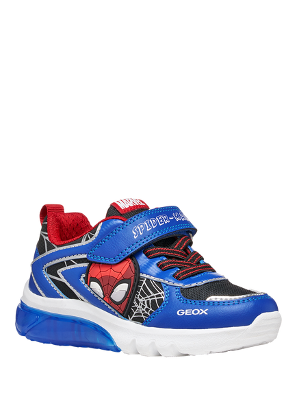 Geox Kids' Ciberdron Spiderman Low-Cut Trainers, Black/Royal - view 2, Black/Royal