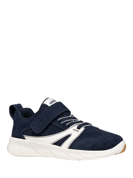 Geox Kids' Foot-Run Suede Trainers, Dark Navy/White - view 2, Dark Navy/White