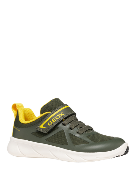 Geox Kids' Foot-Run Trainers, Dark Green/Yellow - view 2, Dark Green/Yellow