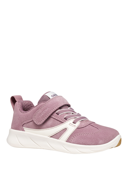 Geox Kids' Foot-Run Suede Trainers, Old Rose/White - view 2, Old Rose/White