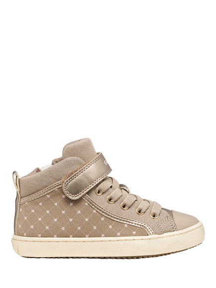 Geox Kids' Kalispera Lace-Up Mid-Cut Trainers, Dark Beige, Dark Beige