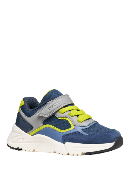Geox Kids' Loftus Trainers, Denim/Grey - view 2, Denim/Grey