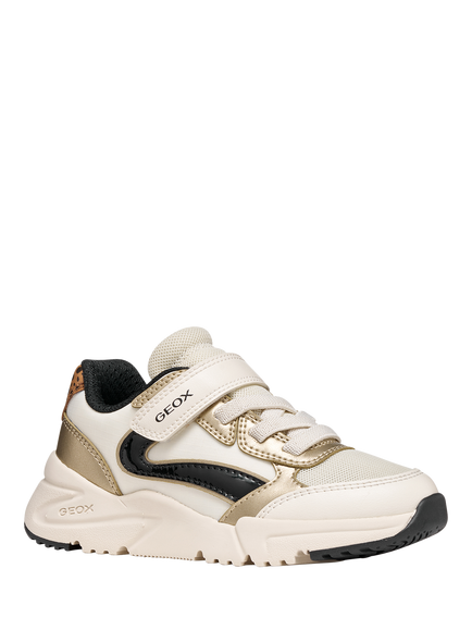 Geox Kids' Loftus Trainers, Ivory/Platinum - view 2, Ivory/Platinum