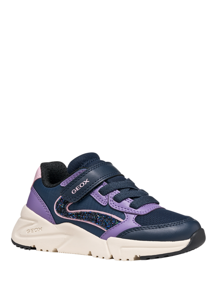Geox Kids' Loftus Trainers, Navy/Lilac - view 2, Navy/Lilac