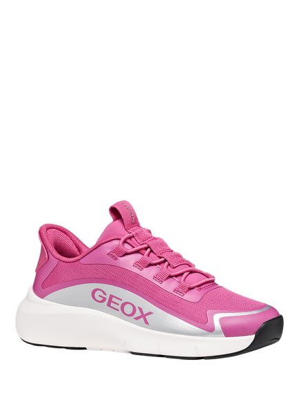 Geox Kids' Pro-Ran Fast In Trainers, Fuchsia/Silver - view 2, Fuchsia/Silver