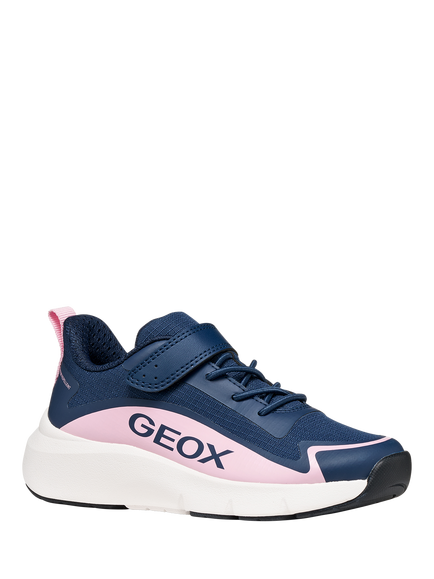 Geox Kids' Pro-Ran Trainers, Navy/Pink - view 2, Navy/Pink