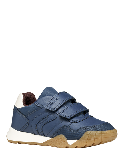 Geox Kids' Rann-E Low-Cut Trainers, Navy/Ivory - view 2, Navy/Ivory