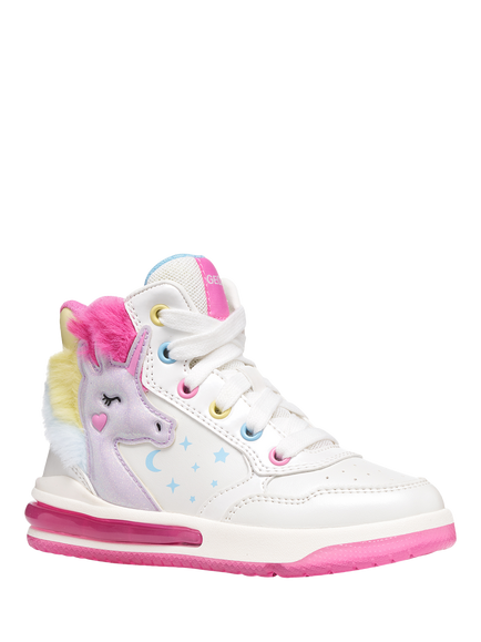 Geox Kids' Sketlite Light Up Unicorn Trainers, White/Multicolor - view 2, White/Multicolor