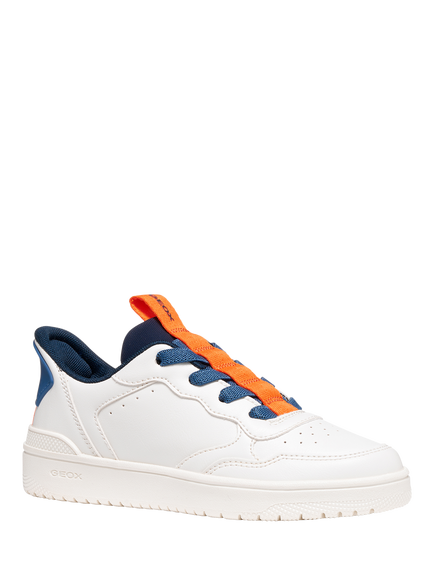 Geox Kids' Washiba Fast In Trainers, White/Navy - view 2, White/Navy