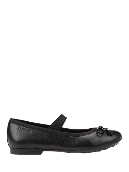 Geox Kids' Plié Leather Ballet Flats, Black, Black