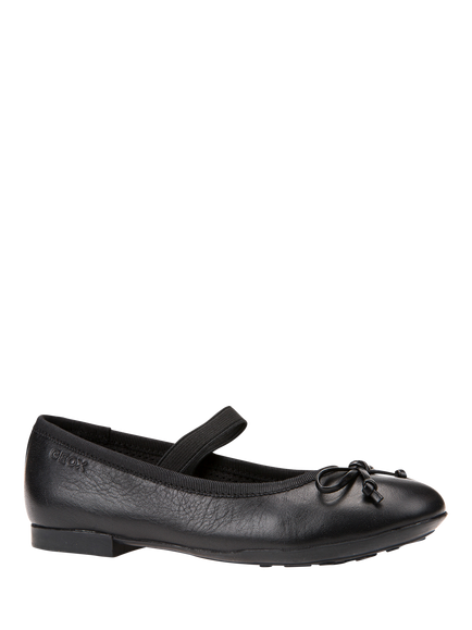 Geox Kids' Plié Leather Ballet Flats, Black - view 2, Black