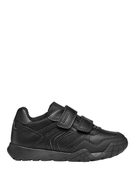 Geox Kids' RANN-E Faux Leather Trainers, Black