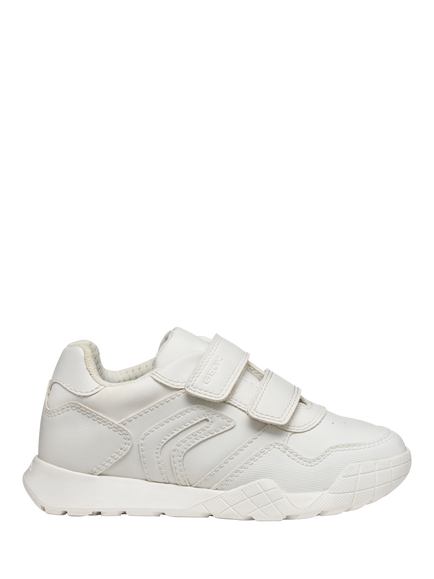Geox Kids' RANN-E Faux Leather Trainers, White