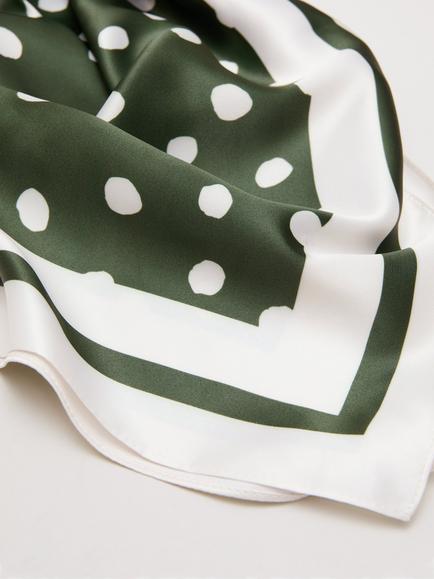 Phase Eight Spot Square Scarf, Dark Green - view 2, Dark Green