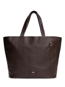 Tommy Hilfiger Leather Tote Bag, Brown, Brown