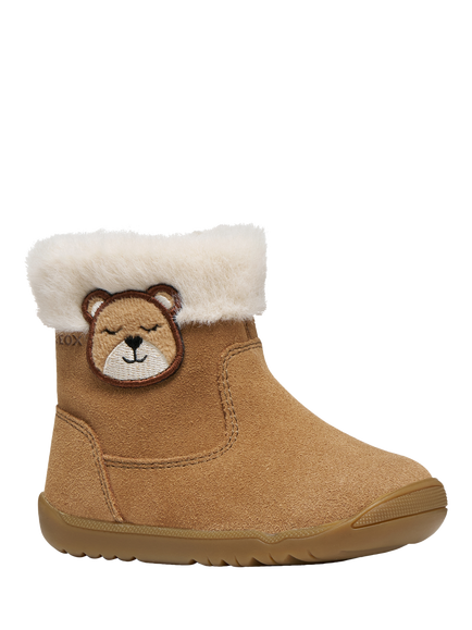 Geox Baby Macchia First Step Suede Boots, Whisky - view 2, Whisky