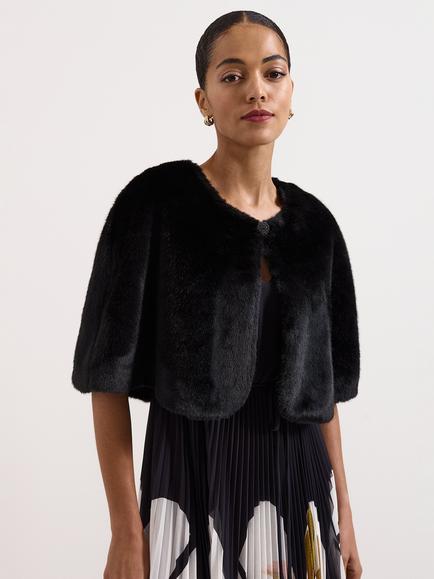Phase Eight Faux Fur Stole Scarf, Black