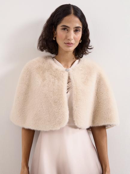 Phase Eight Faux Fur Stole Scarf, Neutral