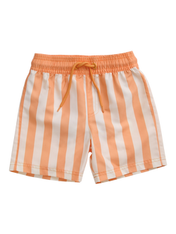 KIDLY by MORI Kids' Drawstring Swim Shorts, Orange Stripe, Orange Stripe