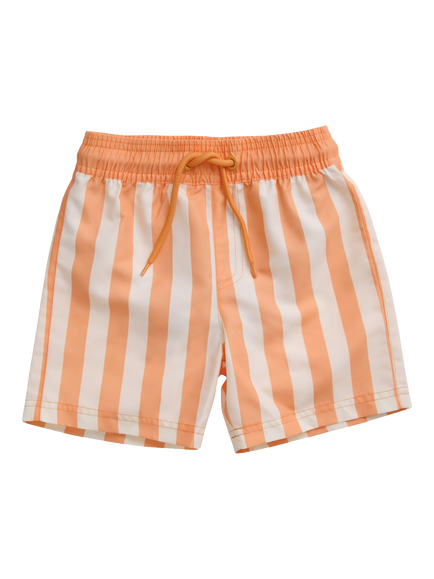 KIDLY by MORI Kids' Drawstring Swim Shorts, Orange Stripe, Orange Stripe