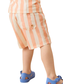 KIDLY by MORI Kids' Drawstring Swim Shorts, Orange Stripe - view 2, Orange Stripe