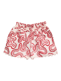 KIDLY by MORI Kids' Printed Cotton Shorts, Red Swirl, Red Swirl