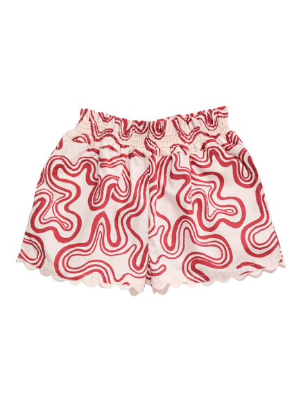 KIDLY by MORI Kids' Printed Cotton Shorts, Red Swirl, Red Swirl
