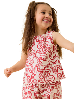 KIDLY by MORI Kids' Printed Cotton Shorts, Red Swirl - view 2, Red Swirl
