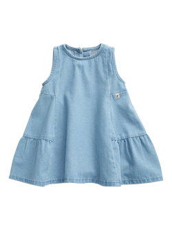 KIDLY by MORI Kids' Sleeveless Denim Dress, Light Wash, Light Wash Stripe