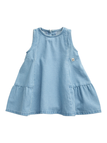 KIDLY by MORI Kids' Sleeveless Denim Dress, Light Wash, Light Wash Stripe