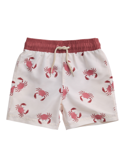 KIDLY by MORI Kids' Drawstring Swim Shorts, Crab Print, Crab Print